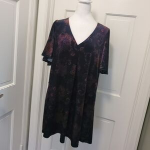 Modcloth Velvet A-line Deep Vneck Flutter Sleeve Dress Size Medium